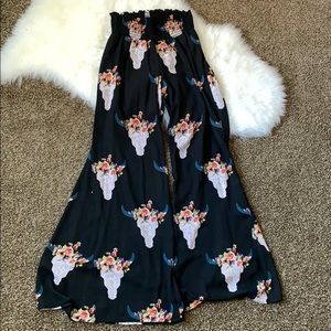 Floral cow skull flares